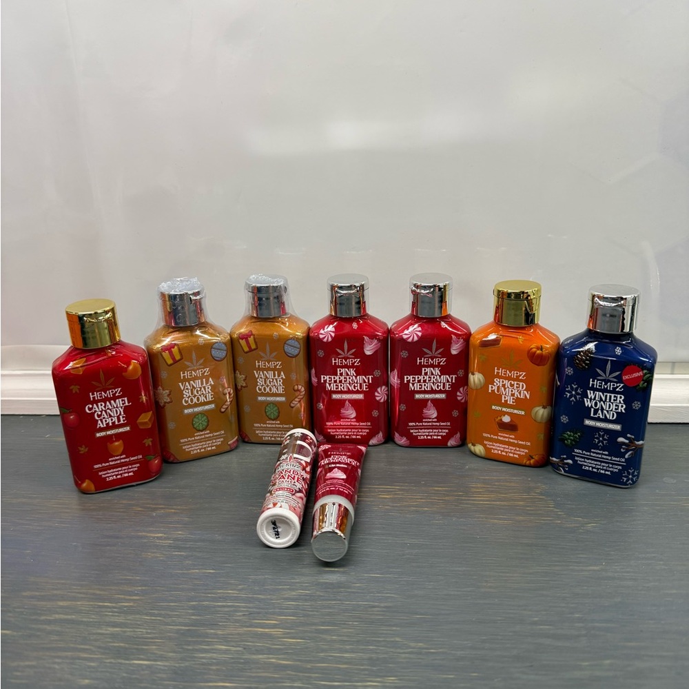 Hempz holiday limited edition pink peppermint meringue, caramel apple, pumpkin
